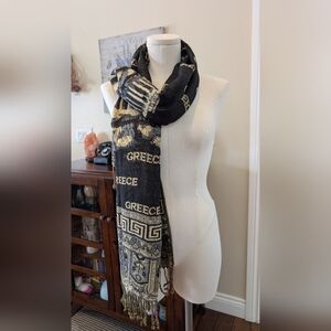 Pashmina Pantheon Greece Scarf Frayed Edge 100% Pashmina